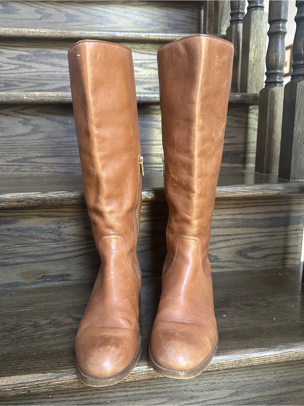 COACH Mirriam Tall Leather Riding Boots Saddle Cognac Brown Women's Size 7.5B - Picture 5 of 15